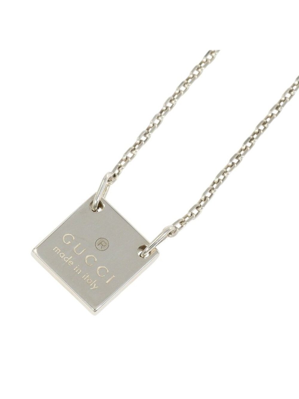 Gucci Square Plate 925 Sterling Silver Necklace 48